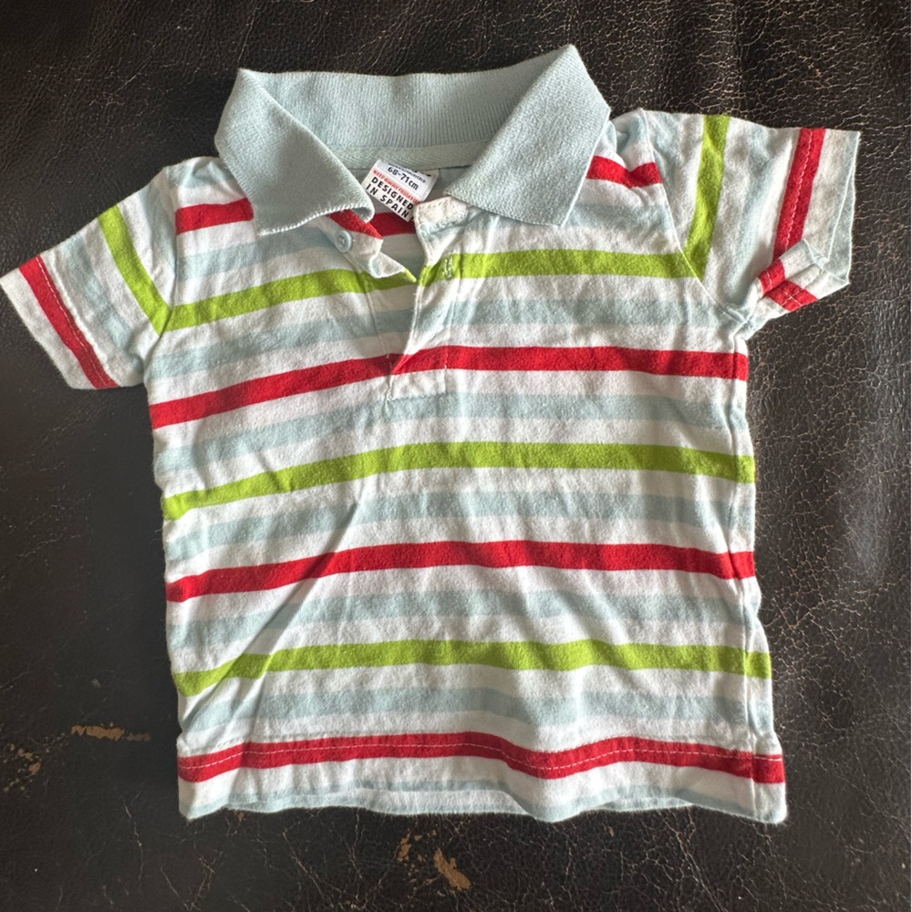 Striped Red and Green Kids Polo